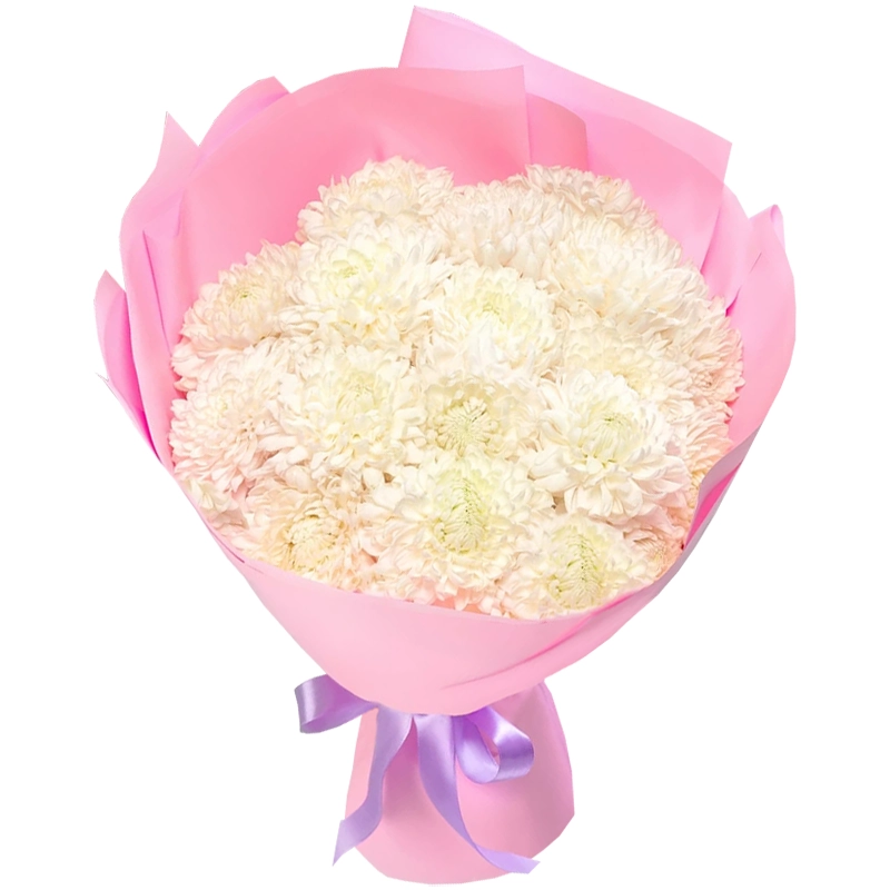 Букет из 19 белых одноголовых хризантем